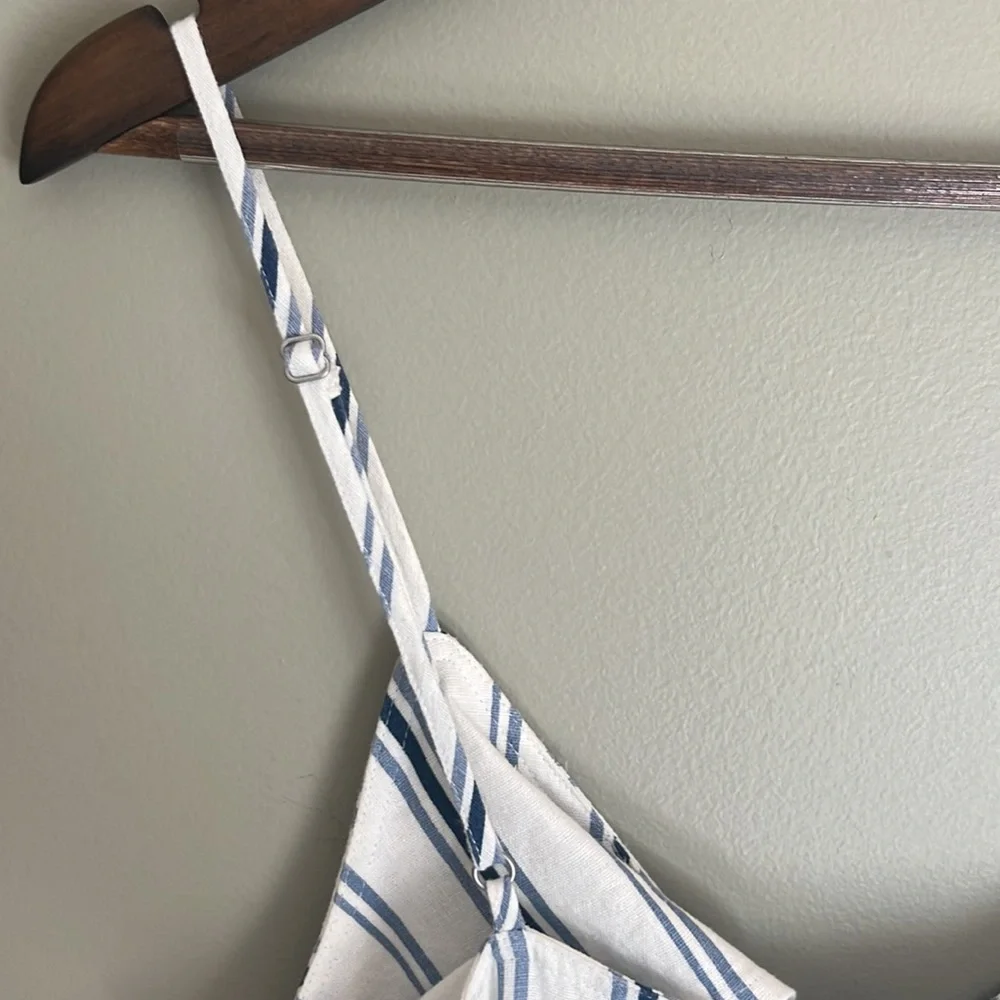 Linen button down dress - adjustable spaghetti straps - pockets! PERF condition - Picture 13 of 16